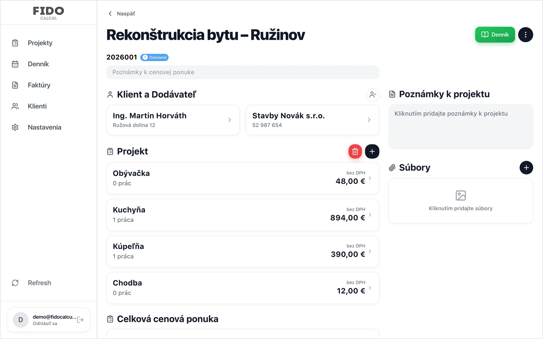Fido Calcul detail rozhrania 3